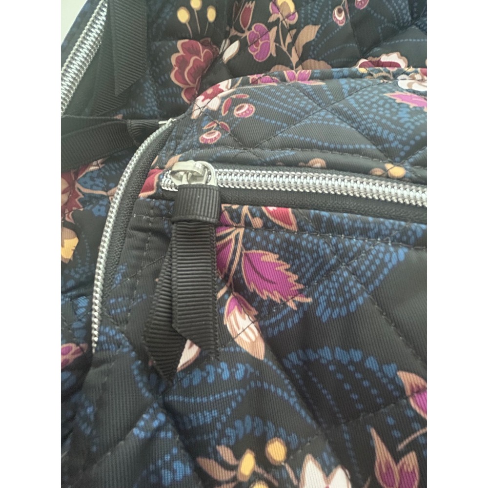 Vera Bradley XL Campus Backpack Women Black Felicity Floral Excellent Quilted - Picture 7 of 16